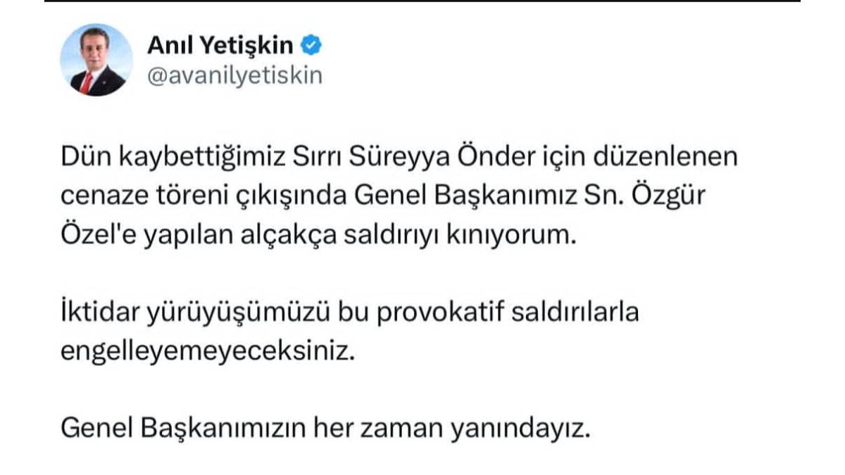 Başkan Yetişkin Özel'e yapılan saldırıyı kınadı