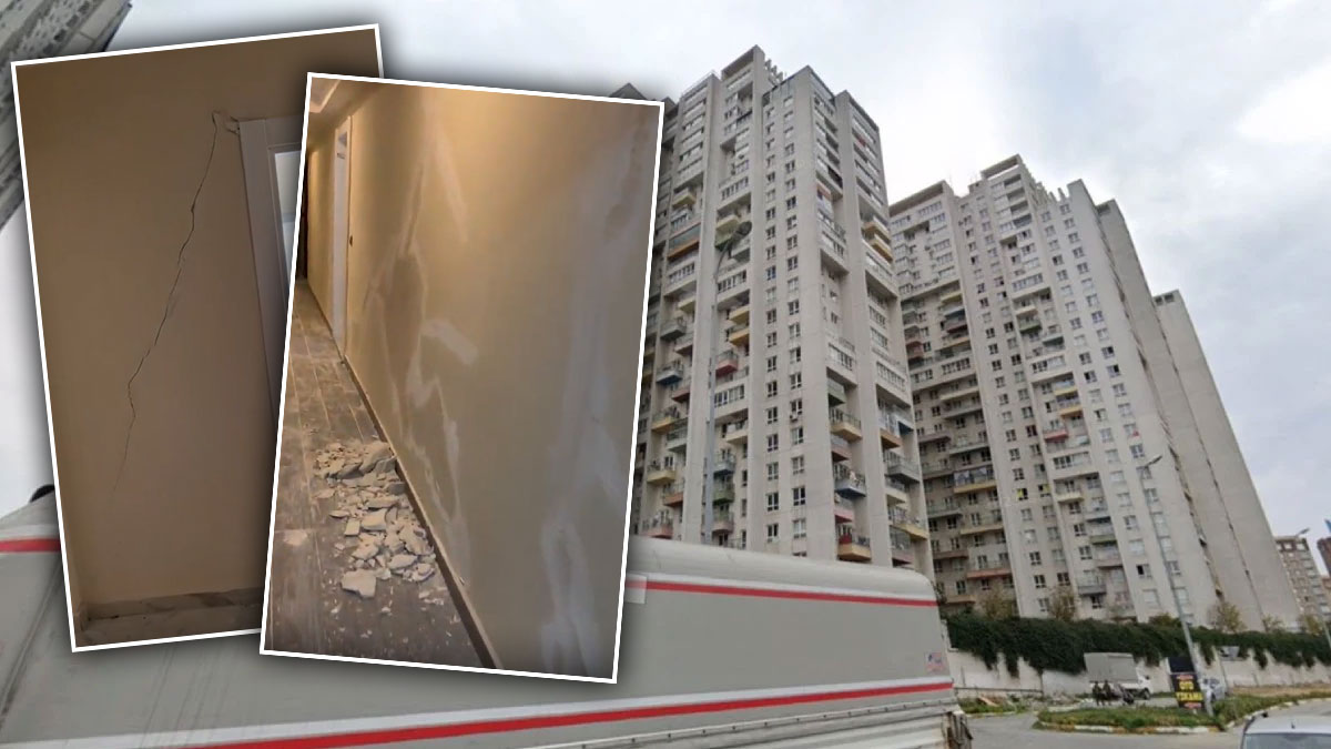 İstanbul'daki lüks siteden deprem sonrası şok görüntüler: Devasa yarıklar kamerada