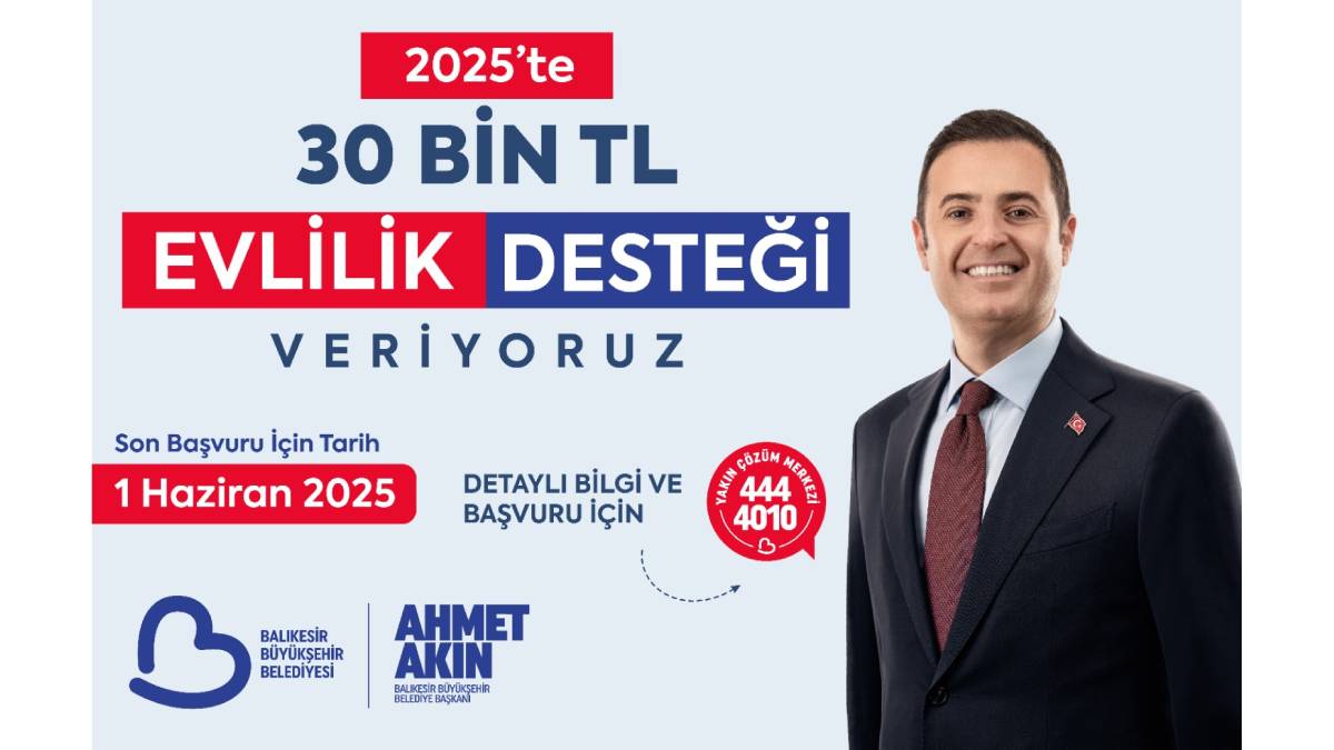 Yeni evlenen gençlere müjde: Başkan Akın’dan 30 bin TL “Evlilik Desteği”