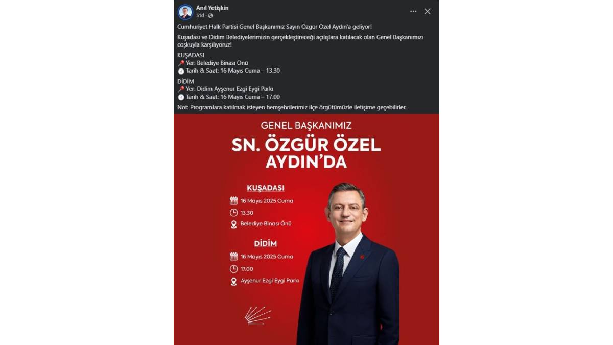 Başkan Yetişkin’den Özgür Özel paylaşımı