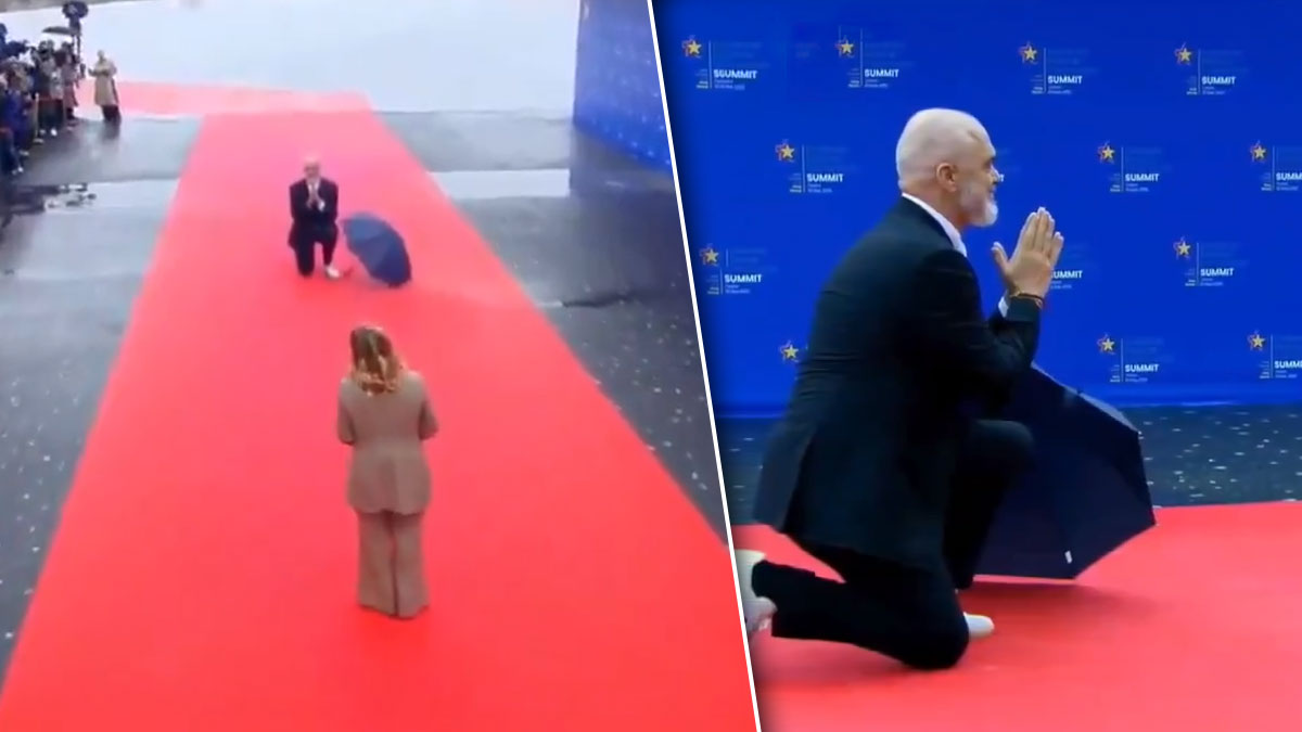 Avrupa zirvesine damga vuran an: Arnavutluk Başbakanı Meloni’yi diz çökerek karşıladı