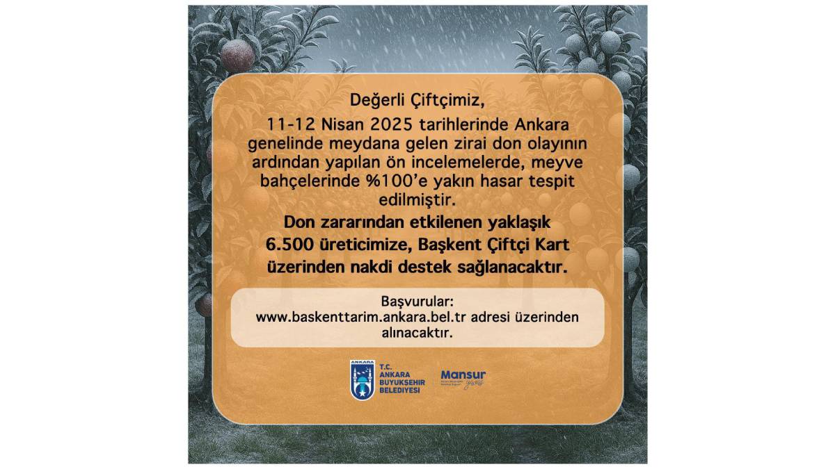 Büyükşehirden zirai don mağduru üreticilere büyük destek! Ön inceleme çalışmaları tamamlandı...Tüm detaylar duyurulacak