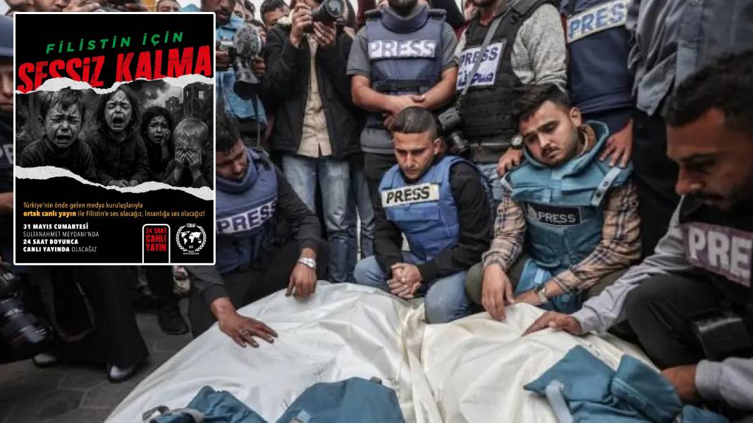 Gazetecilerden 24 saatlik canlı yayın nöbeti: Filistin için sessiz kalmayacağız