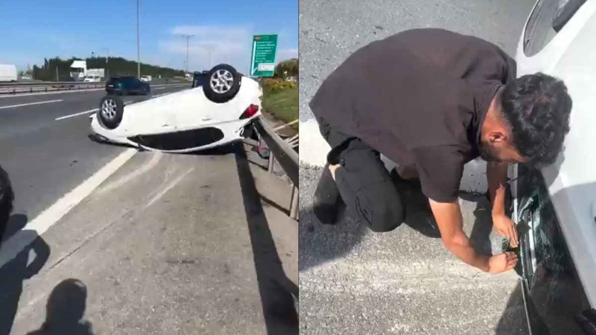 Takla atan araçtan kurtardılar, yardım ettikleri için azarlandılar! O sözleri duyan vatandaş aşkına döndü