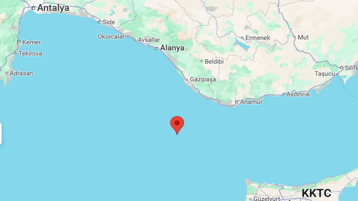 Akdeniz'de 4,2 büyüklüğünde deprem