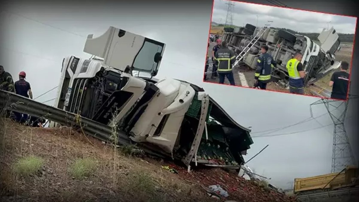 Kocaeli'de karpuz yüklü TIR devrildi: 1 ölü, 3 yaralı