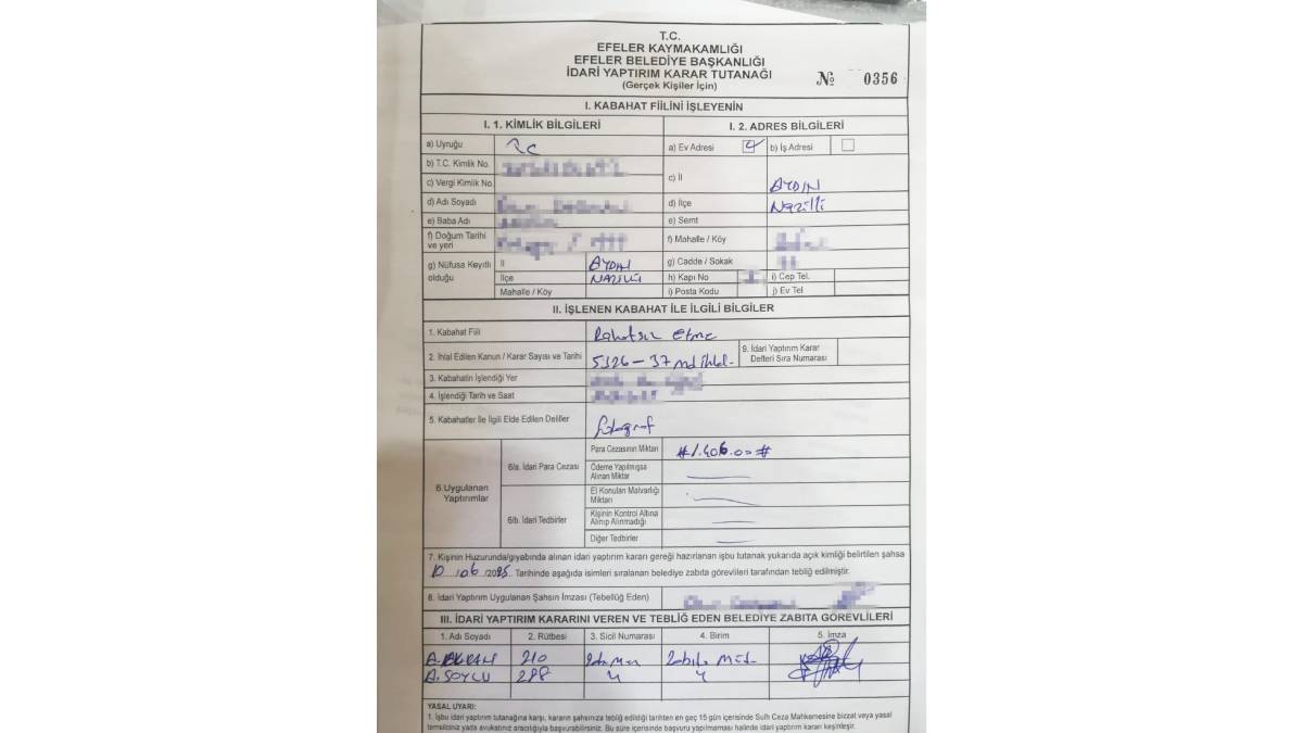 Efeler’den gürültü kirliliğine idari para cezası