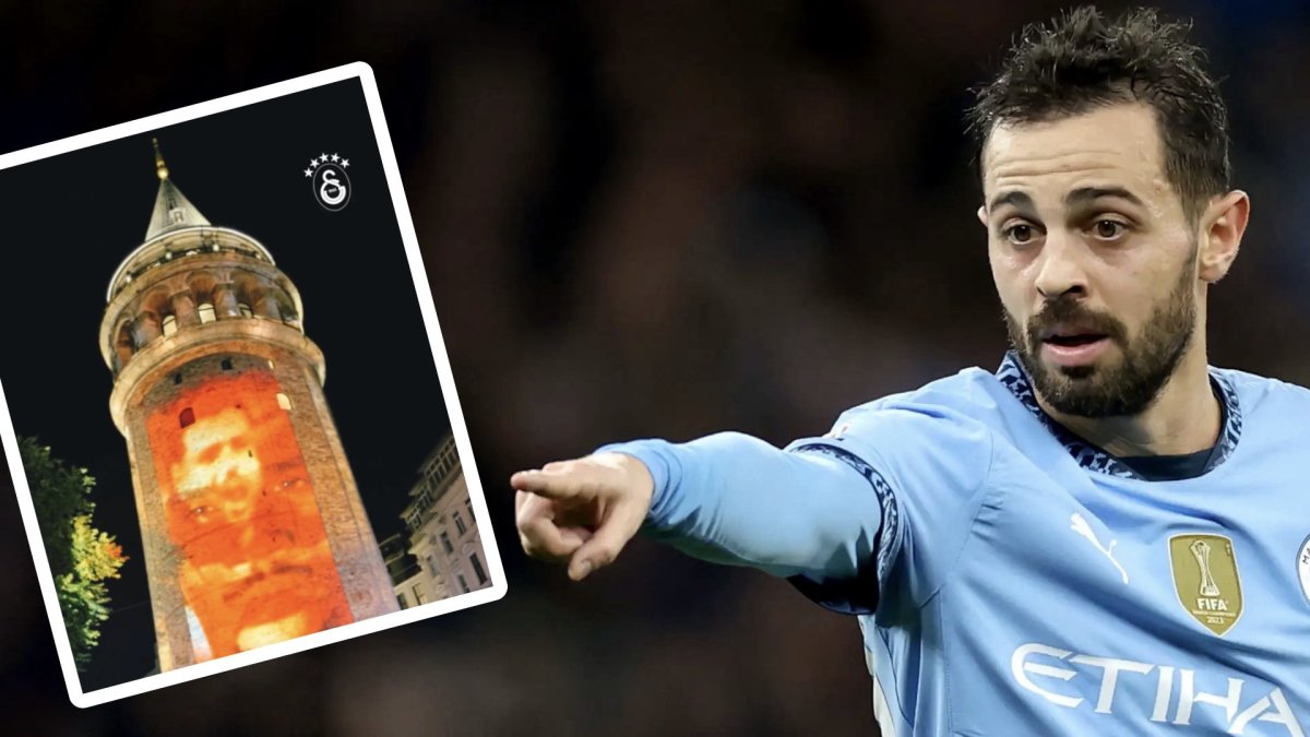 Gece yarısı Galatasaray taraftarını heyecanlandıran gelişme! Galata Kulesi şovunda Bernardo Silva detayı