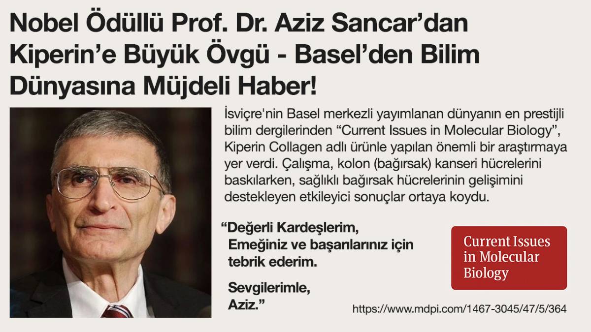 Kolon kanserine ilişkin araştırma, Prof. Dr. Aziz Sancar’dan tebrik aldı