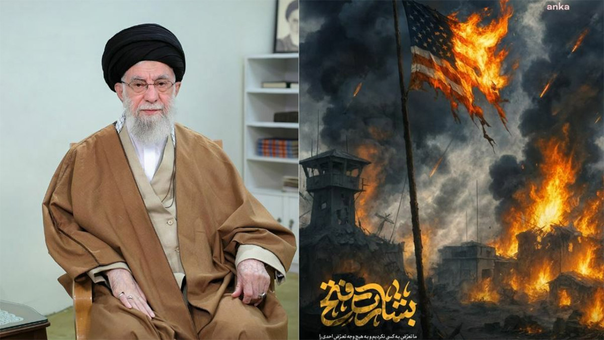 Hamaney’den yanan ABD bayrağıyla mesaj: İran milleti budur