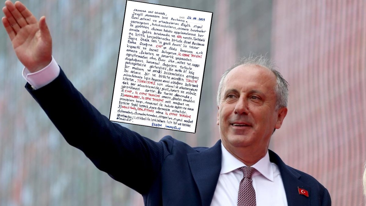 Muharrem İnce, CHP’ye dönüşünü İmamoğlu’nun mektubuyla duyurdu: Birleşe birleşe kazanacağız