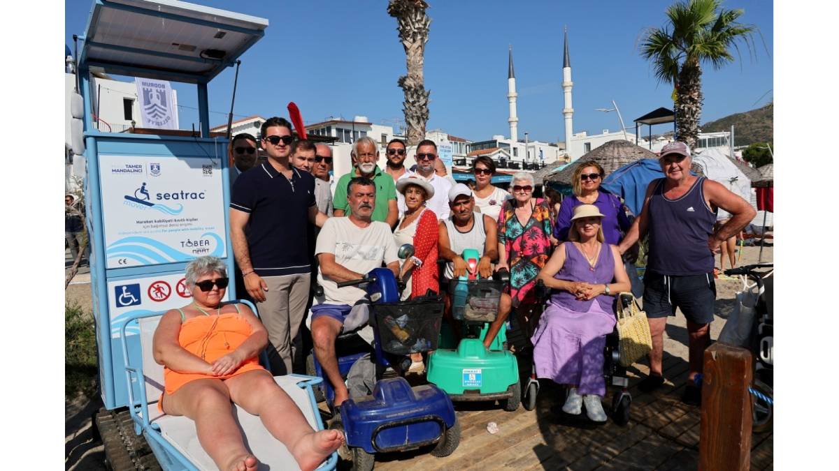 Turgutreis halk plajına özel gereksinimli bireyler için raylı sistem