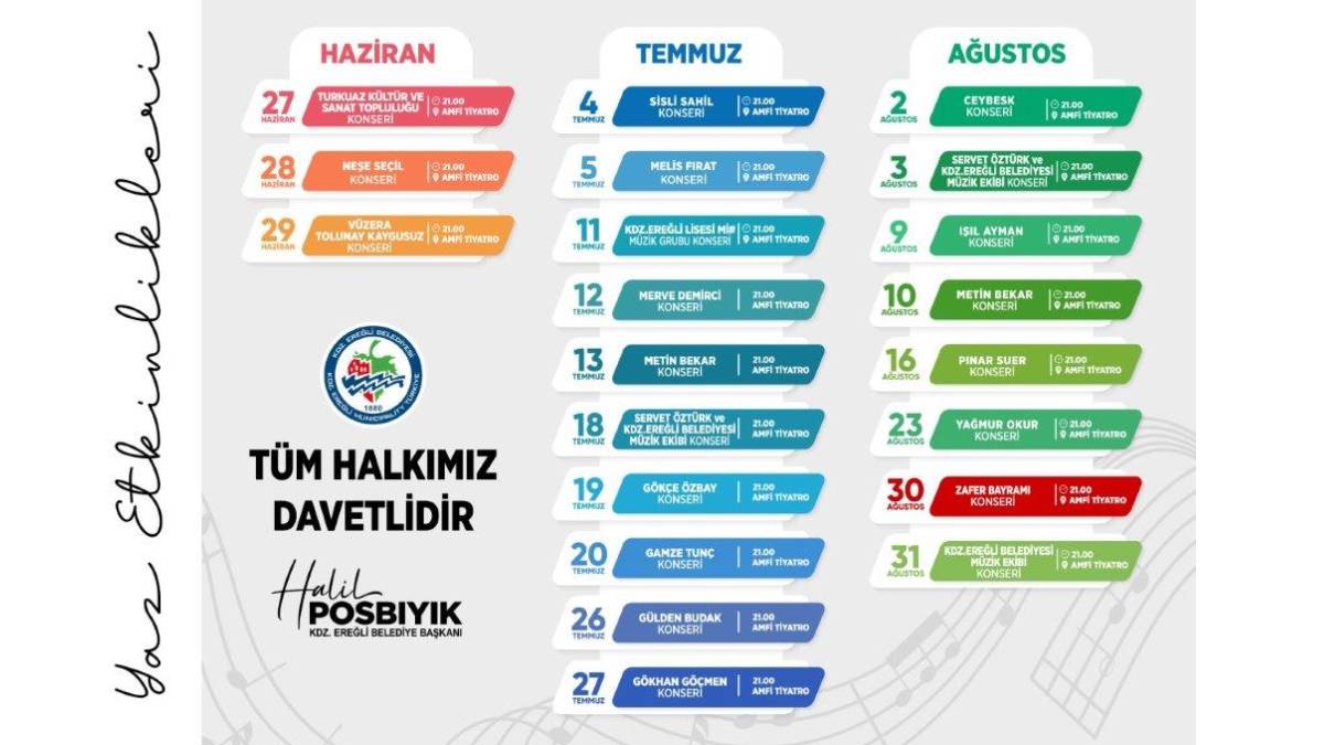 Kdz. Ereğli Belediyesi yaz etkinlikleri cuma günü başlıyor