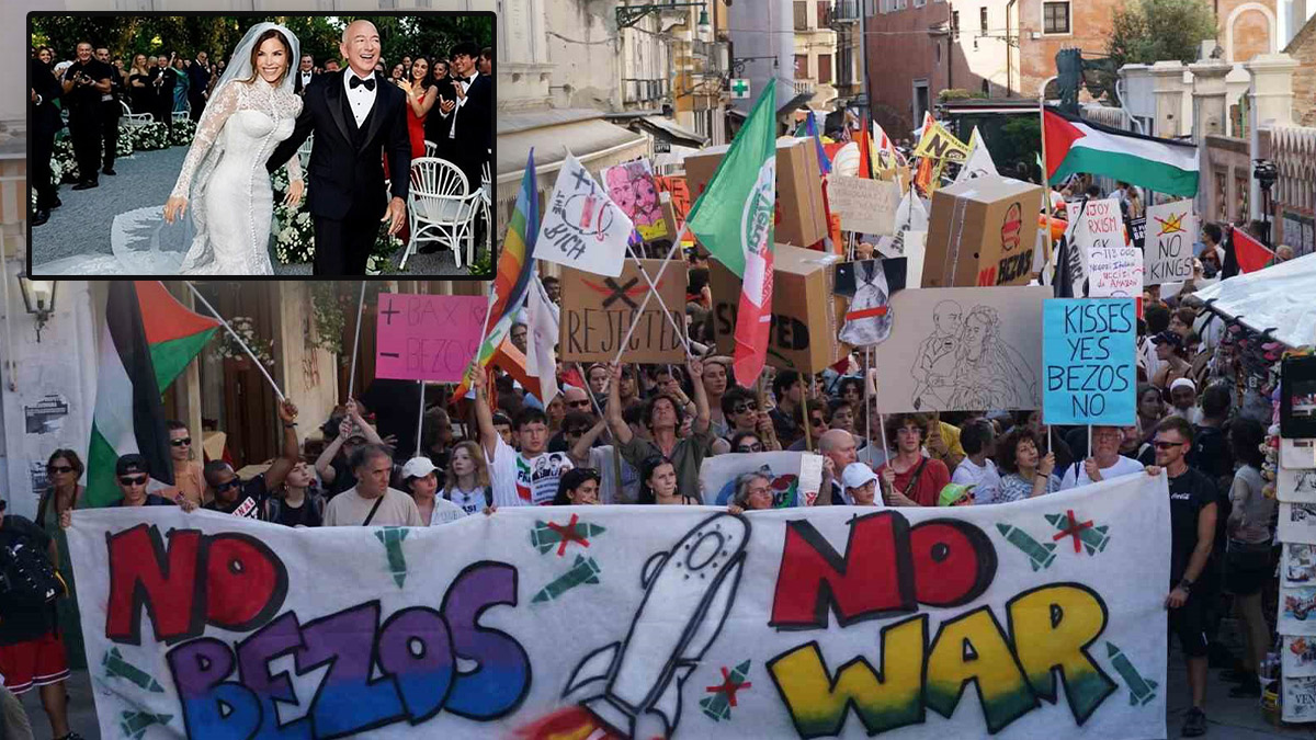 Bezos çiftinin Venedik'teki düğünlerine protesto: Milyarder Bezos’un şehri sömürüsü...