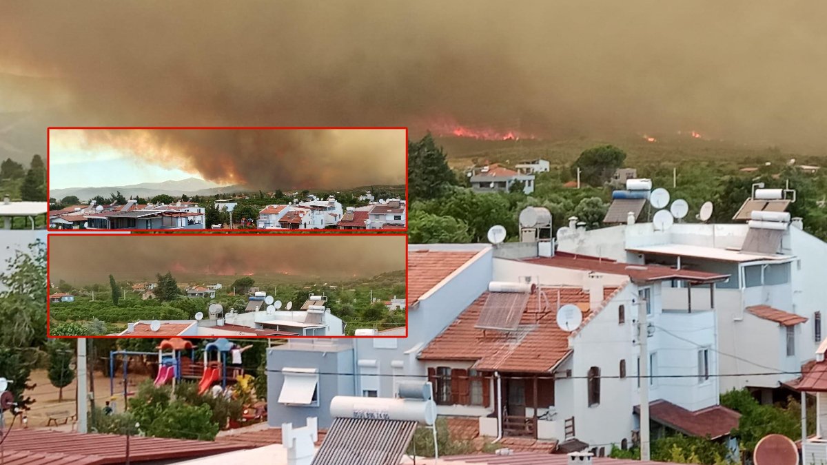 İzmir'de orman yangını dehşeti! Alevler ilçe merkezine yaklaşıyor: Bölge halkı teyakkuzda