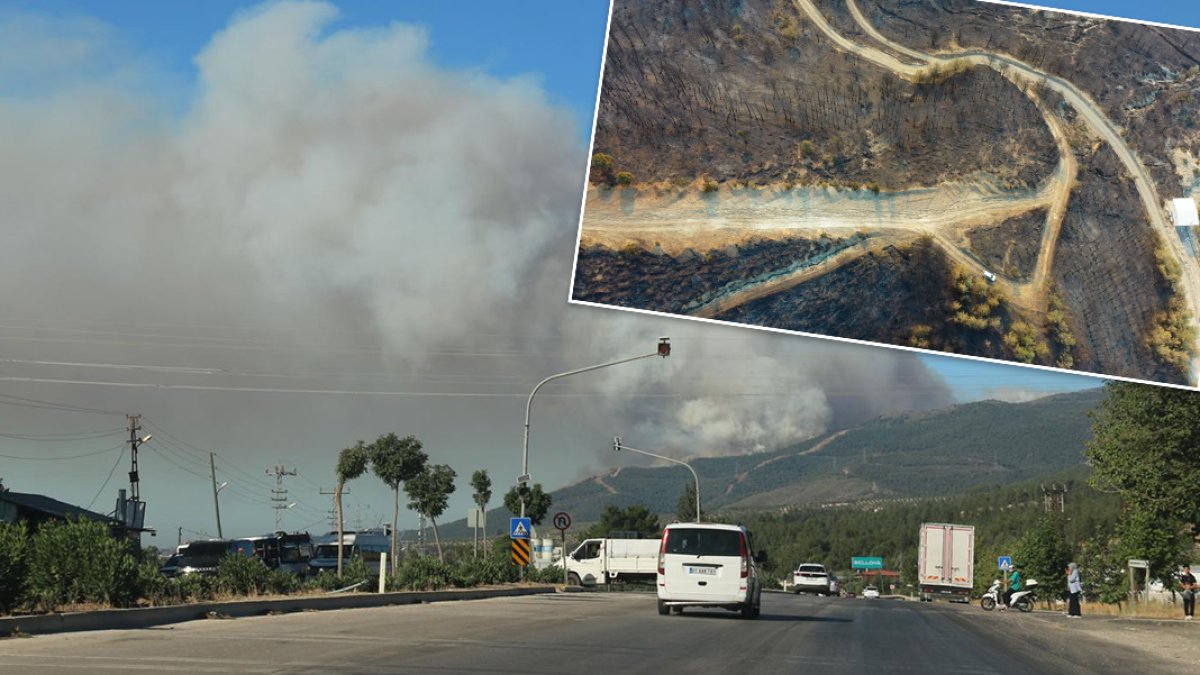 Hatay alevlere teslim: Bin 800 kişi tahliye edildi, yangın bölgesi havadan görüntülendi