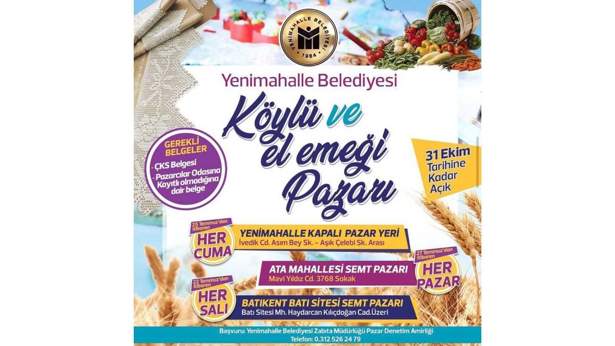 Geleneksel köylü pazarları 22 Temmuz’da kuruluyor