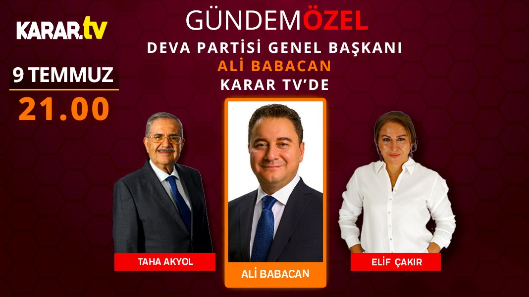 Ali Babacan Karar TV'ye konuk oluyor