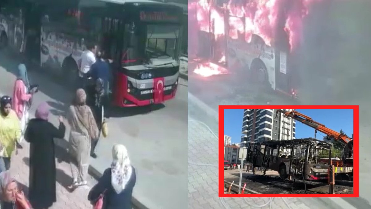 Otobüs birden alev aldı, yolcular kendini hemen dışarıya attı! O panik anları böyle kaydedildi