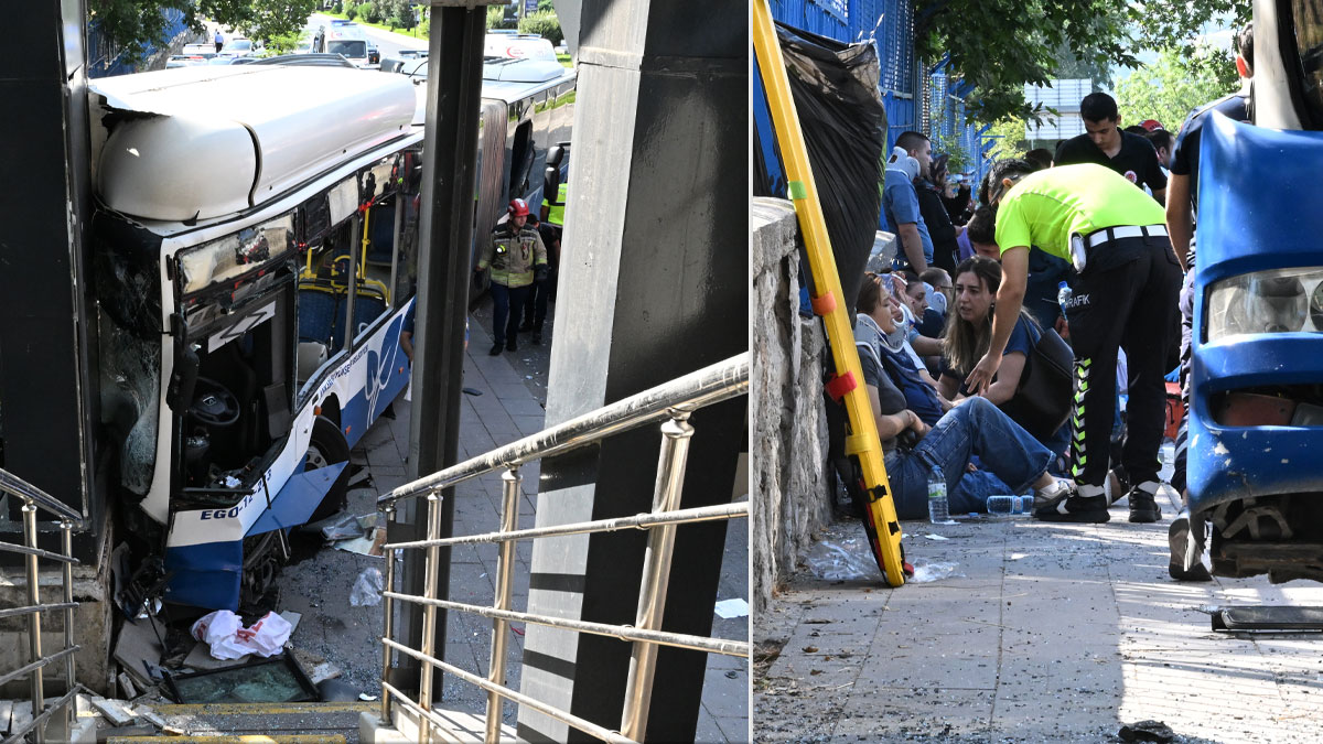 Ankara'da otobüs üst geçide çarptı: Çok sayıda yaralı var