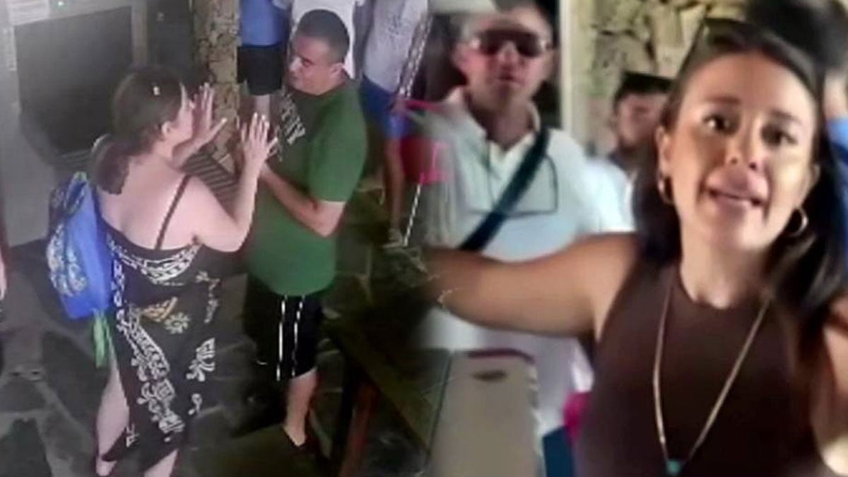 'Plaja karpuzla girerim, giremezsin' kavgası kamerada! Çocukların gözü önünde kadınları darp ettiler