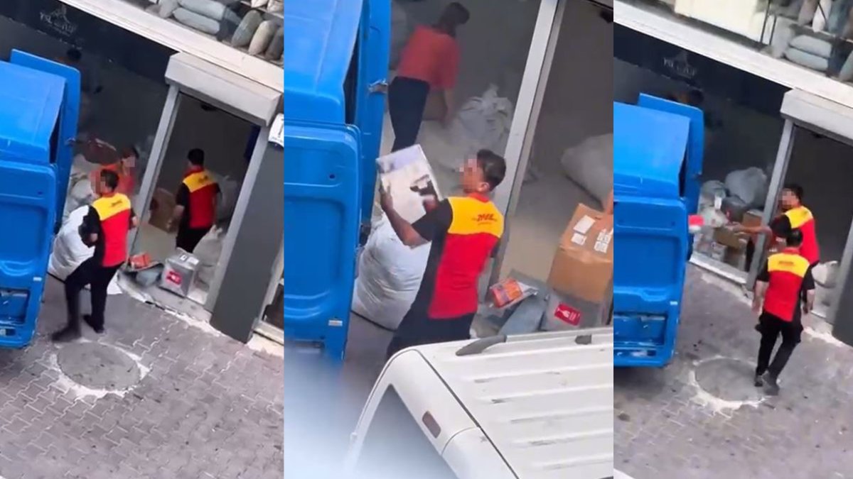 Kargocuların hareketi pes dedirtti! Kargoları araca fırlatarak yüklediler: O anlar kamerada