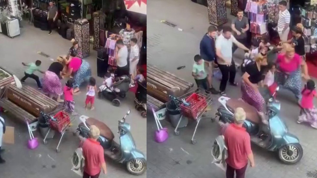 Kadınların saç başa kavgası kamerada! Çocuklarının yanında böyle kavga ettiler: O görüntüler kameralarda