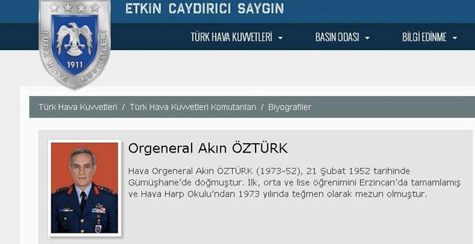 Hava Kuvvetleri Komutanlığı, Akın Öztürk’ün adını sildi