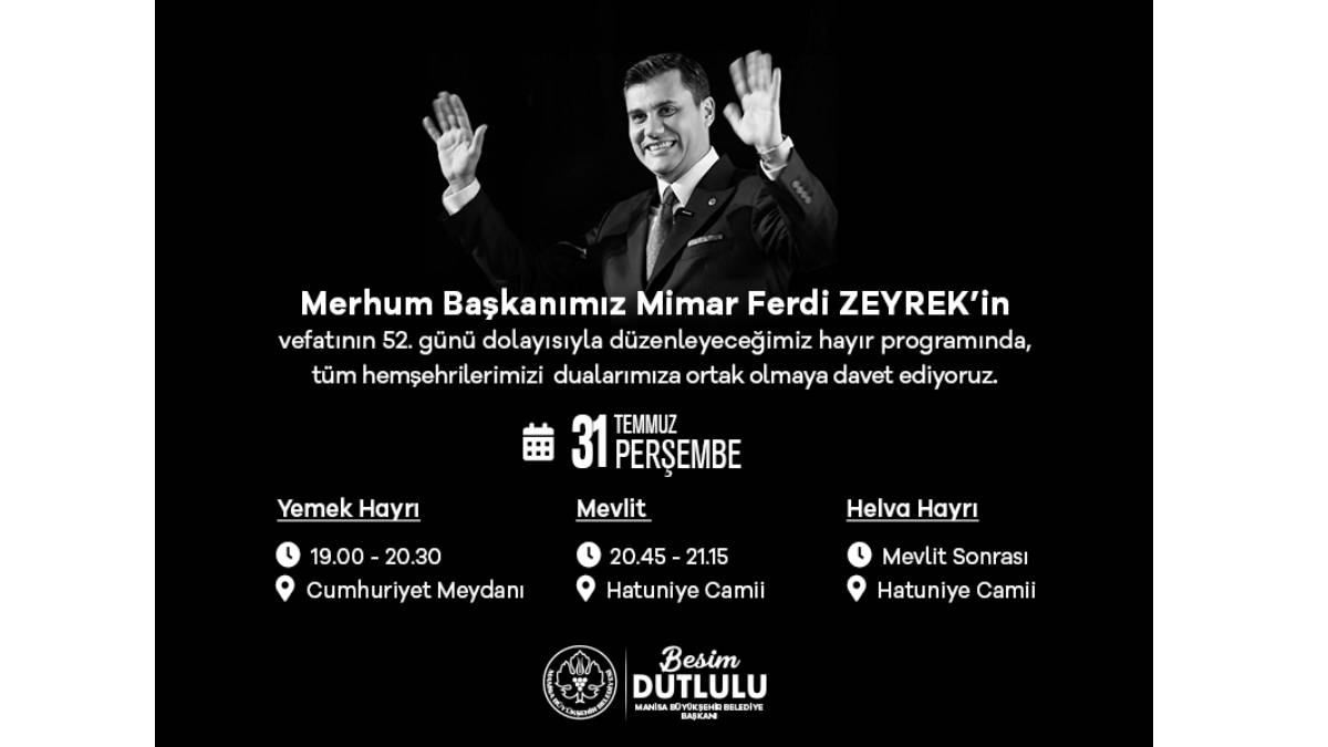 Büyükşehir Belediyesinden Merhum Başkan Ferdi Zeyrek için anma programı