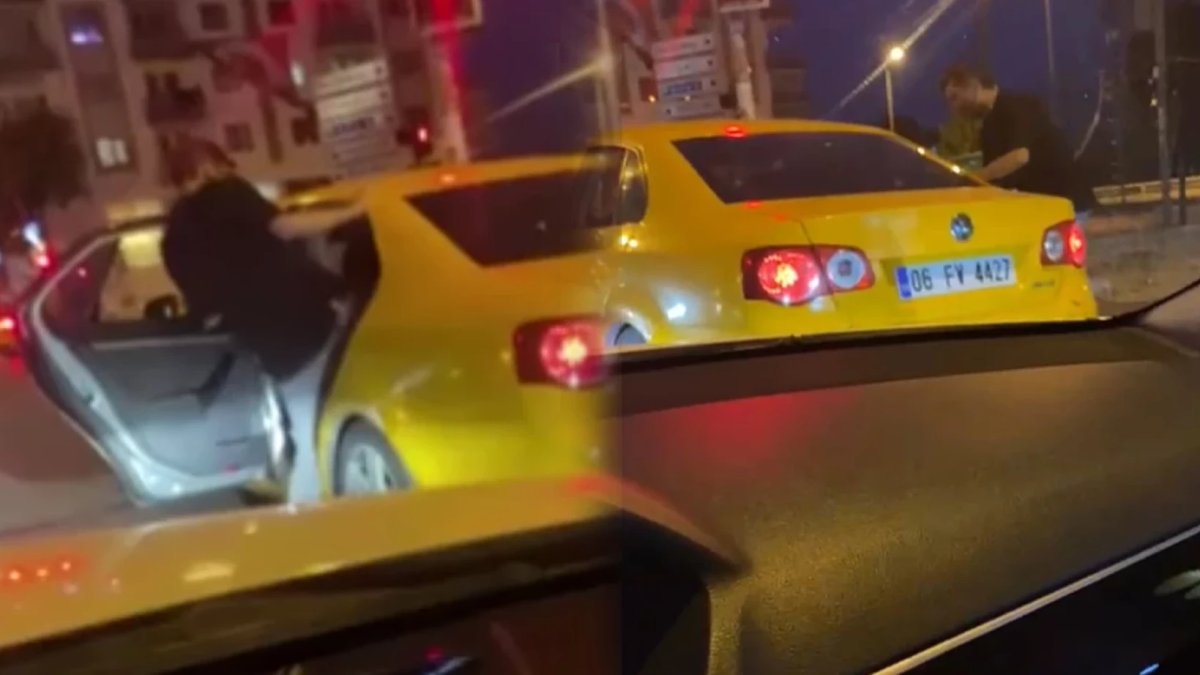 Takside kadına şiddet kamerada: Tekmeleyerek darp etti, küfürler savurdu