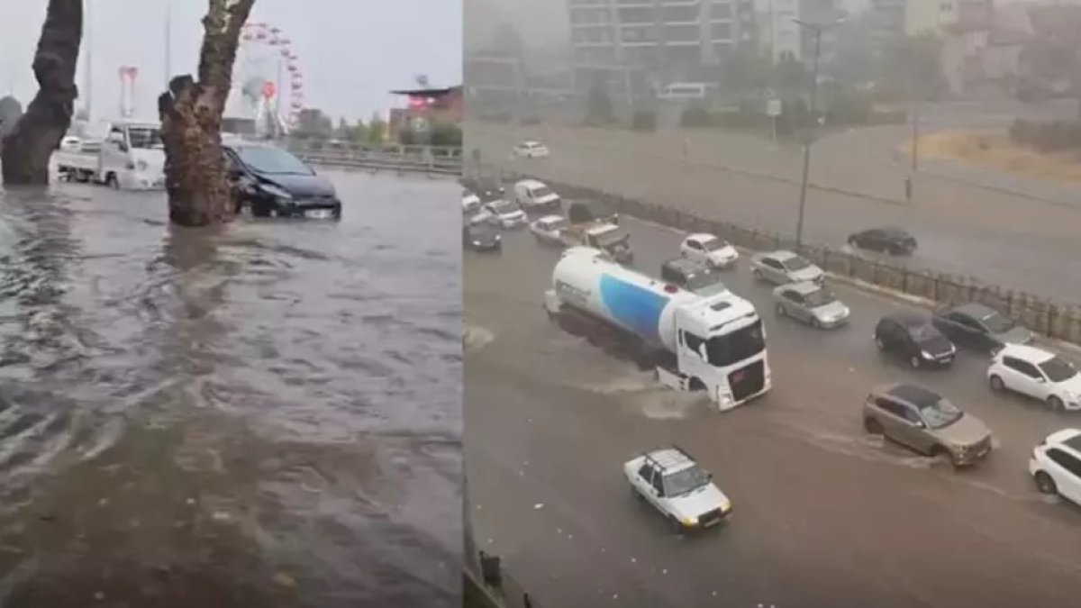 Denizli sağanakla felç oldu: Alt geçit göle döndü, araçlar mahsur kaldı