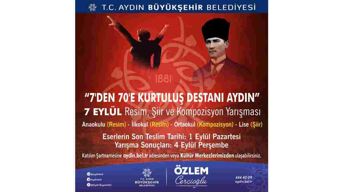 Büyükşehirden 7 Eylül temalı ödüllü resim, şiir ve kompozisyon yarışması