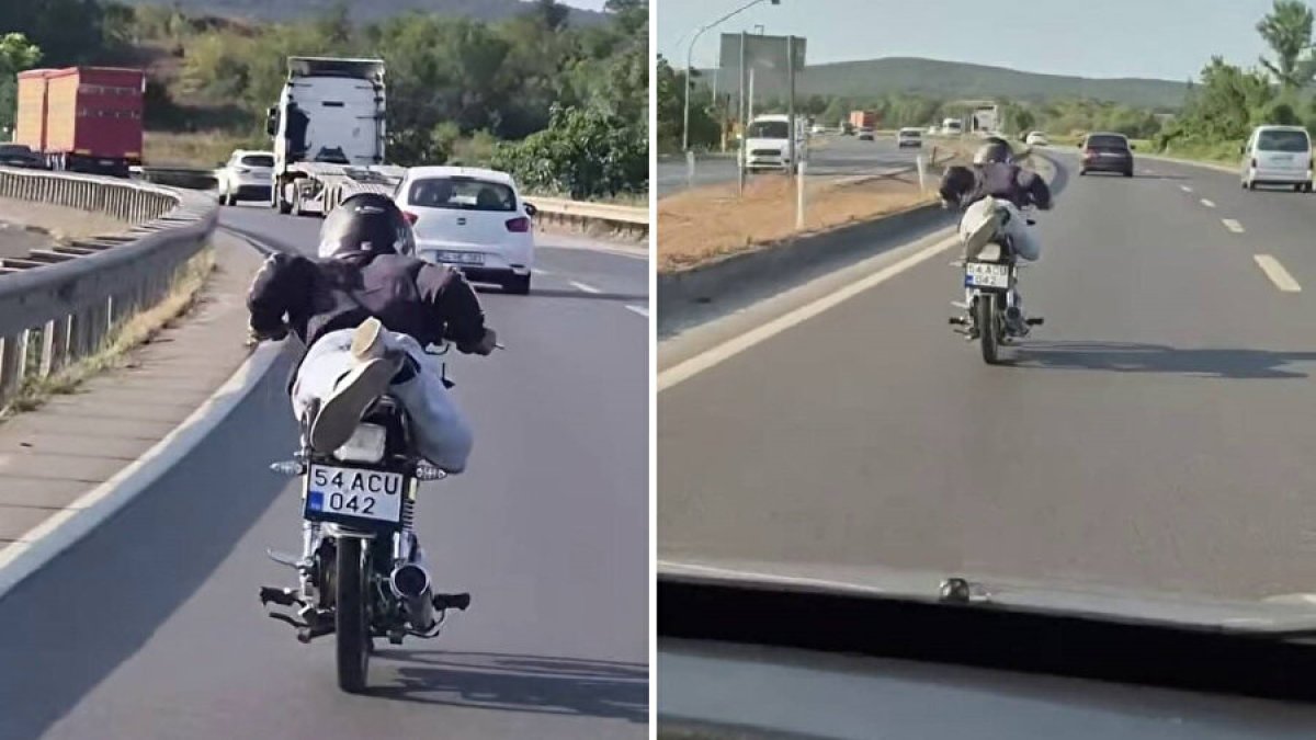 Sakarya'da ölümle dans eden sürücünün tehlikeli şovu pahalıya patladı: Motoru bağlandı, ehliyeti iptal edildi