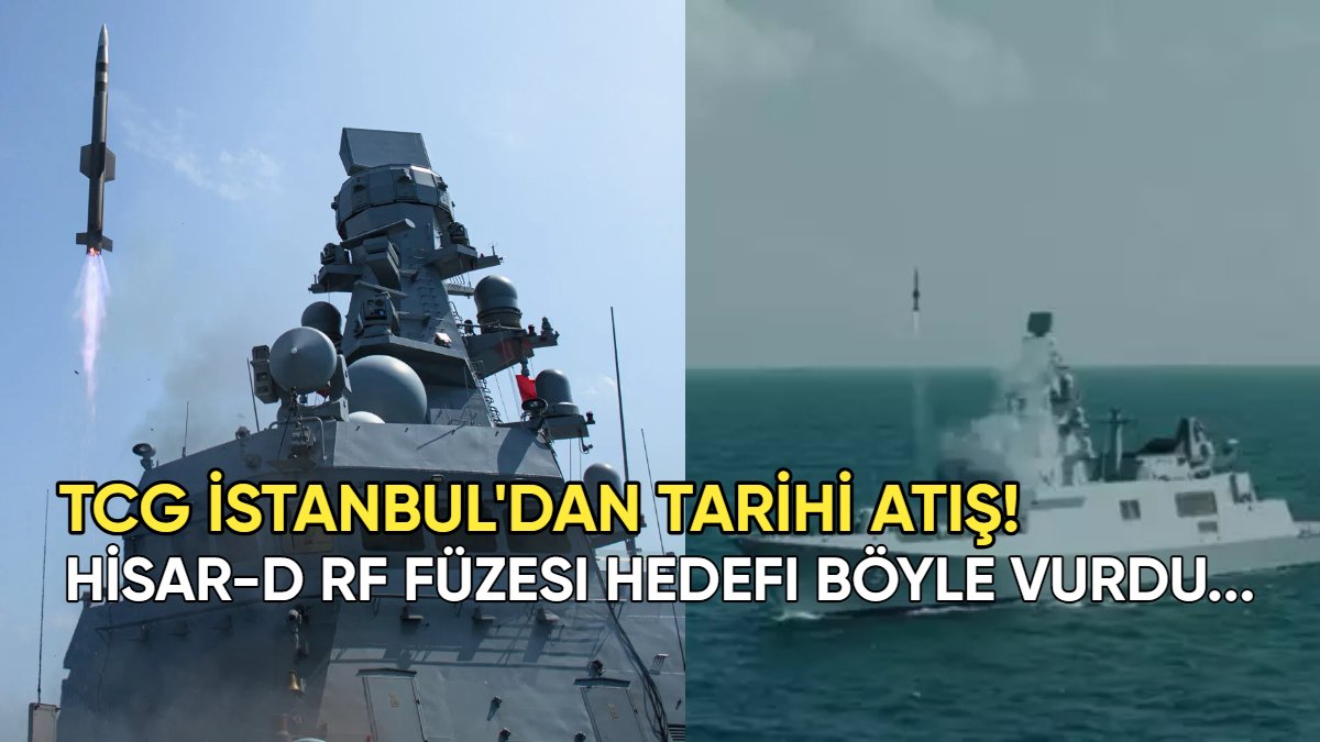 TCG İstanbul'dan tarihi atış! MİDLAS'tan fırlatılan HİSAR-D RF füzesi hedefi böyle vurdu