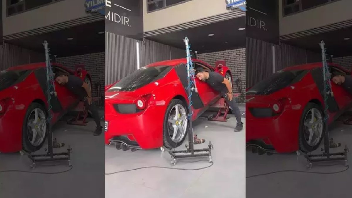 Test sürüşü faciayla bitti: Ustanın kaza yaptığı Ferrari kullanılamaz hale geldi