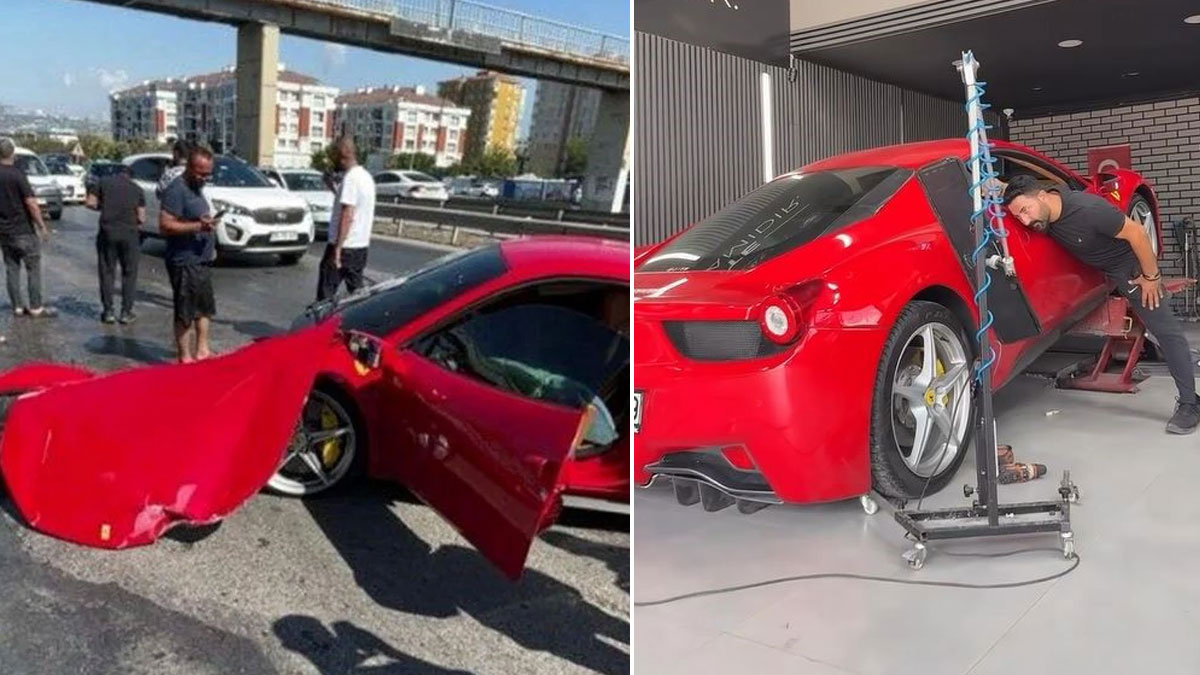 Test sürüşünde Ferrari hurdaya dönüştü: Tamirci 15 milyon TL'yi ödeyecek
