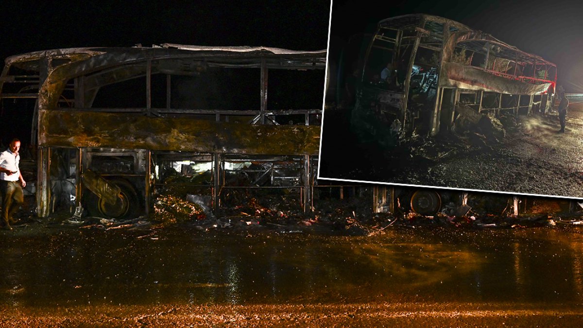 Ankara'da korkunç anlar: Seyir halindeki otobüs alev topuna döndü