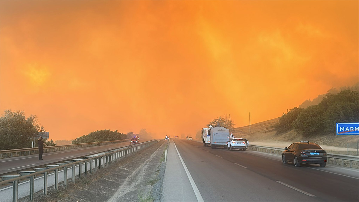 Bursa'da orman yangını! Kara yolu trafiğe kapatıldı, alevler yerleşim yerlerine yaklaştı