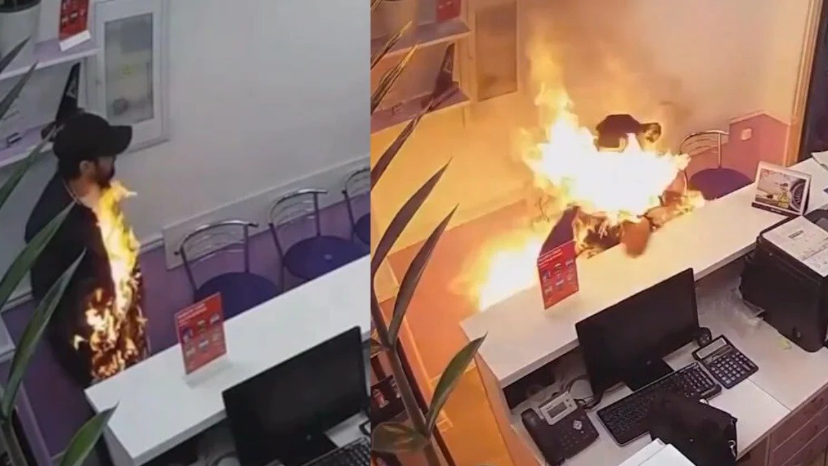 Havalimanında bilet kavgası dehşete dönüştü: Talebi reddedilen yolcu, acentede kendini ateşe verdi!