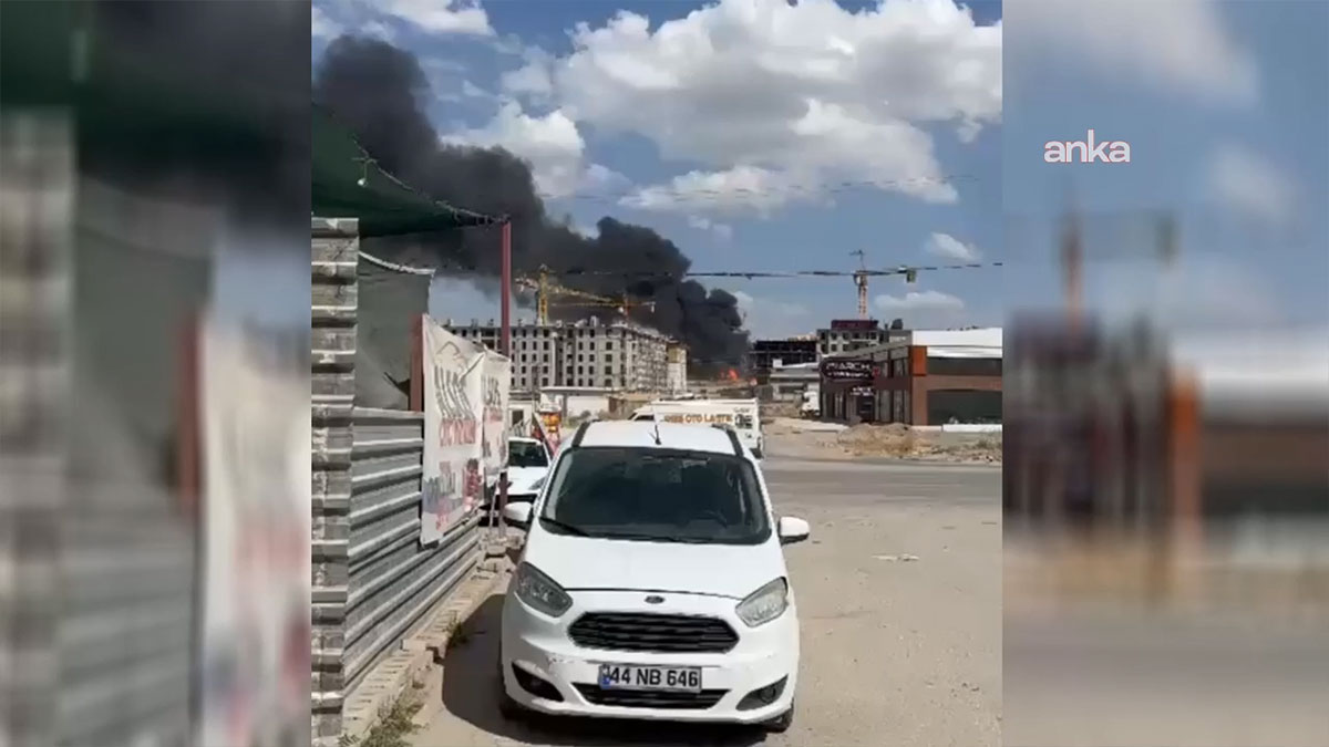 Malatya’da TOKİ şantiyesinde yangın: Çevredeki iki ev de zarar gördü