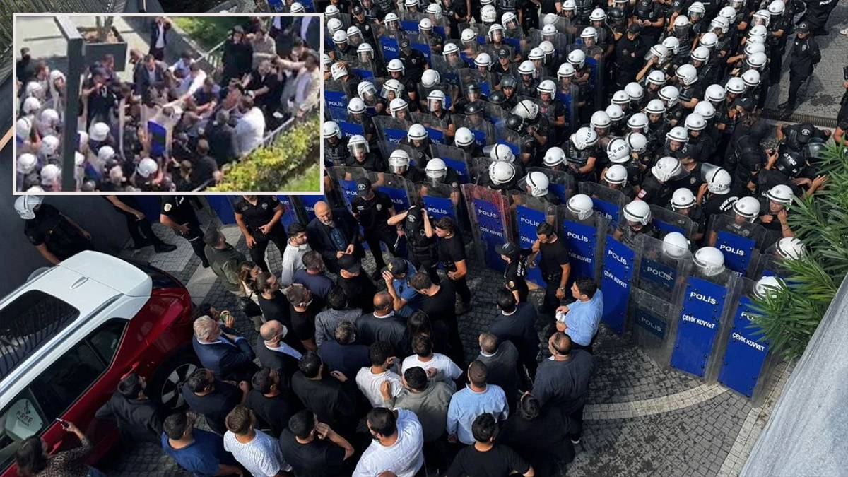 Parti binasına polis kuşatması