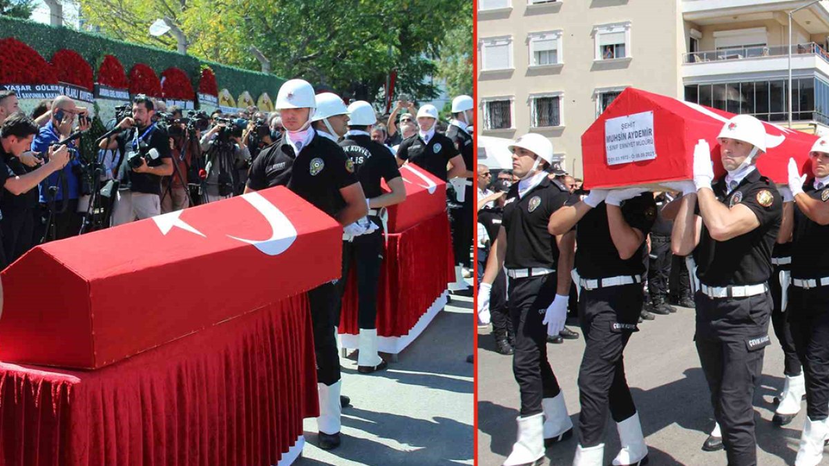 İzmir'deki saldırıda şehit olan polislere veda