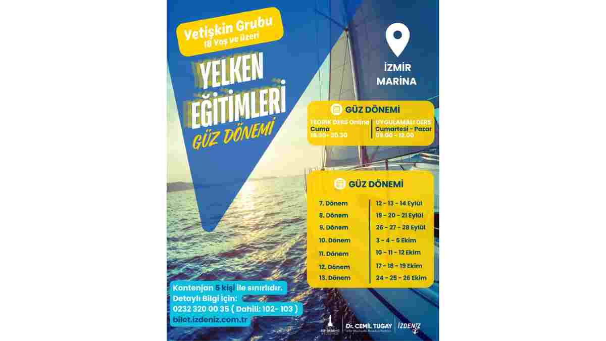 Yetişkin grubu yelken eğitimleri İzmir Marina’da devam ediyor