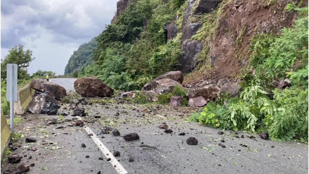 Artvin'de heyelan: Karadeniz Sahil Yolu ulaşıma kapandı