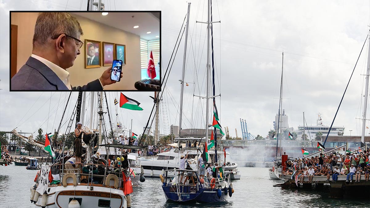 Davutoğlu Sumud Filosu’yla görüntülü görüştü: Seferiniz kutlu olsun