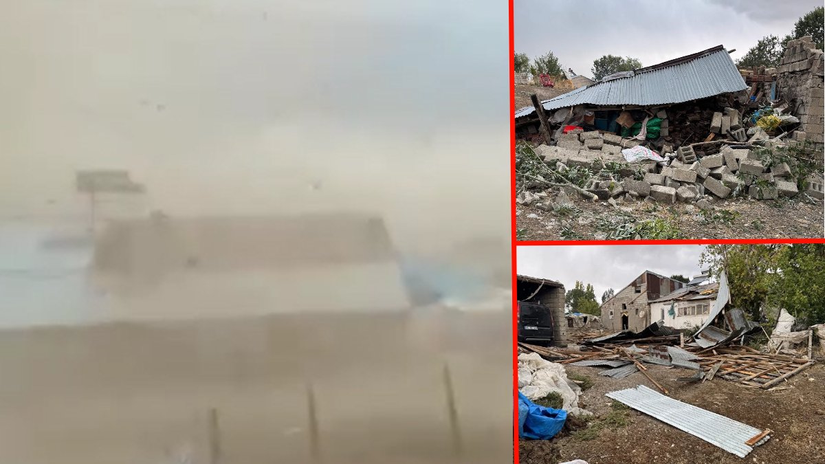 Meteoroloji uyarmıştı! Şiddetli fırtına bir köyü adeta yıktı geçti: Çatılar uçtu, evler ve ahırlar hasar gördü