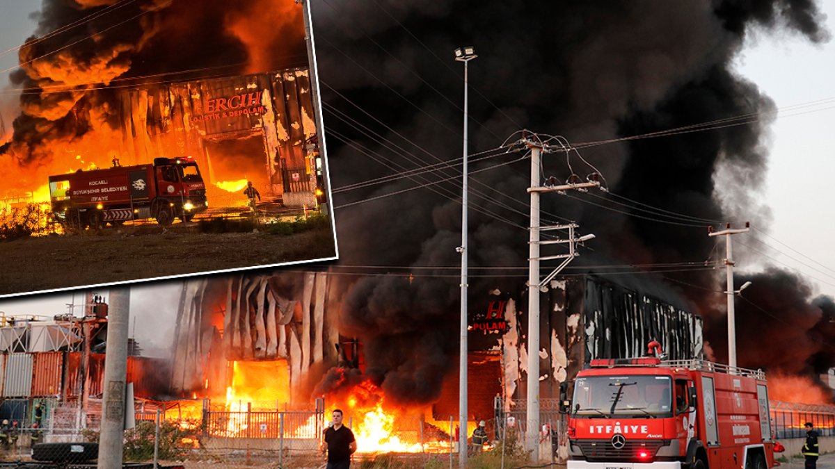 Kocaeli'de depo yangını: Gökyüzünü duman kapladı, müdahale sürüyor