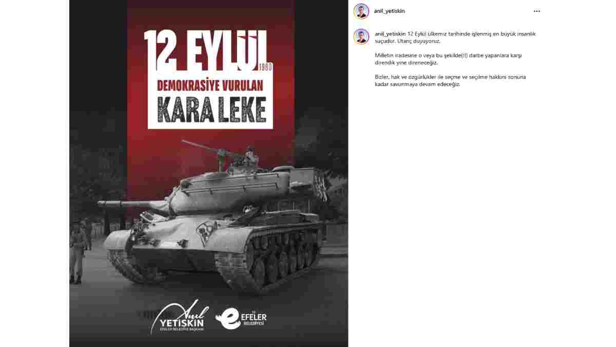 Başkan Yetişkin’den 12 Eylül Mesajı: “Hak ve özgürlüklerimizi sonuna kadar savunacağız”