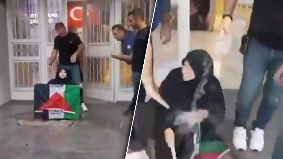 AK Parti il binası önünde Gazze eylemi yapan Mavi Marmara gazisine sert müdahale