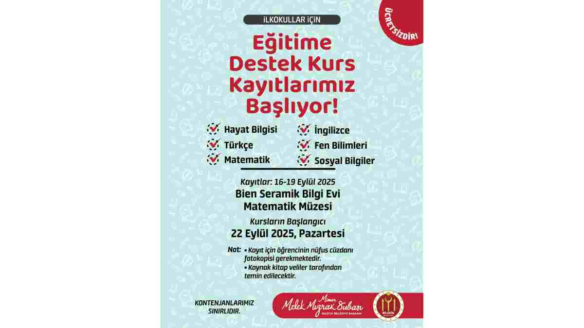 Eğitime destek kursları için kayıtlar başladı